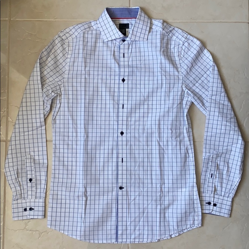 H&M Blue Square Check Dress Shirt